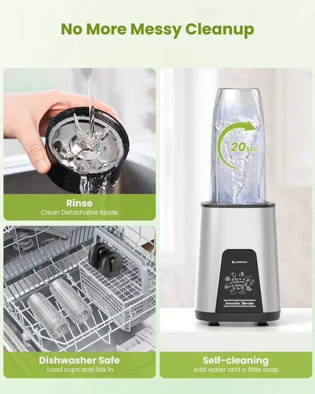 Alt view image 14 of 14 - Blenders for Smoothie, 900W Personal Blender for Shakes and Smoothies with 2 * 22oz BPA Free Portable Cups, Small Juicer for Protein Shake, Baby Food, Frozen Drink