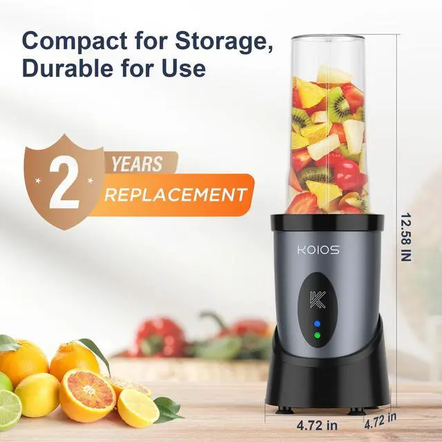 Alt view image 12 of 13 - Smoothie Blender, 900W Personal Blender for Shakes and Smoothies for Kitchen with 2 Portable Cups 22oz, Single Serve Smoothies Maker Mixer for Juices, Nutritious Recipe, Grey Blue