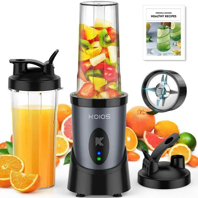 Alt view image 8 of 13 - Smoothie Blender, 900W Personal Blender for Shakes and Smoothies for Kitchen with 2 Portable Cups 22oz, Single Serve Smoothies Maker Mixer for Juices, Nutritious Recipe, Grey Blue