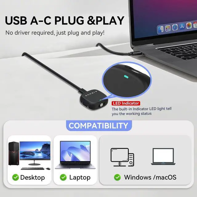 Alt view image 11 of 14 - Conference USB Microphone, Desktop Computer Mic, Noise Canceling, Mute Button & LED Indicator, Plug & Play for Video Conference, Gaming, Online Class, Compatible with Windows & MacOS