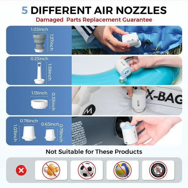Alt view image 10 of 10 - Portable Air Pump for Inflatables, 2.82oz Classic Tiny Air Pump, Rechargeable Electric Air Pump to Inflate Deflate for Camping Gear Pool Floats Air Mattress Vacuum Storage Bags