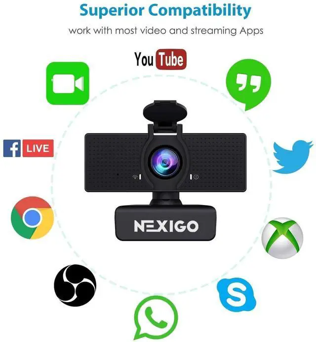 Alt view image 11 of 12 - N60 1080P Web Camera, HD Webcam with Microphone & Privacy Cover, USB Computer Camera, 110-degree Wide Angle, Plug and Play, for Zoom/Skype/Teams/OBS, Conferencing and Video Callin