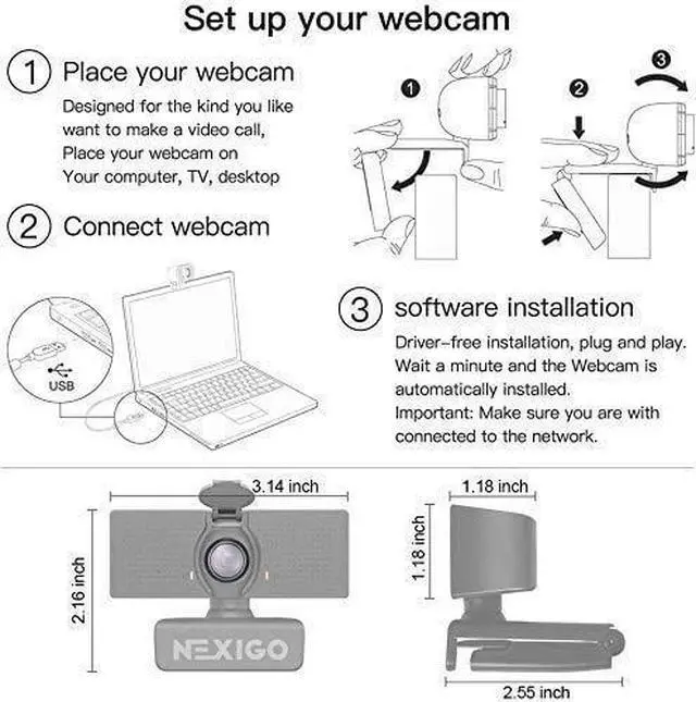 Alt view image 12 of 12 - N60 1080P Web Camera, HD Webcam with Microphone & Privacy Cover, USB Computer Camera, 110-degree Wide Angle, Plug and Play, for Zoom/Skype/Teams/OBS, Conferencing and Video Callin