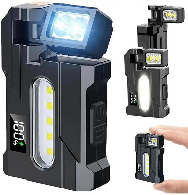 Alt view image 8 of 14 - 2026 Rechargeable EDC Flashlight with Rotable Lamp Head, 500 Lumens Super Bright Mini Flashlight, 1500mAh Portable Flat Pocket Flashlights, Magnetic Keychain Flashlight for Outdoor Home Emergencies