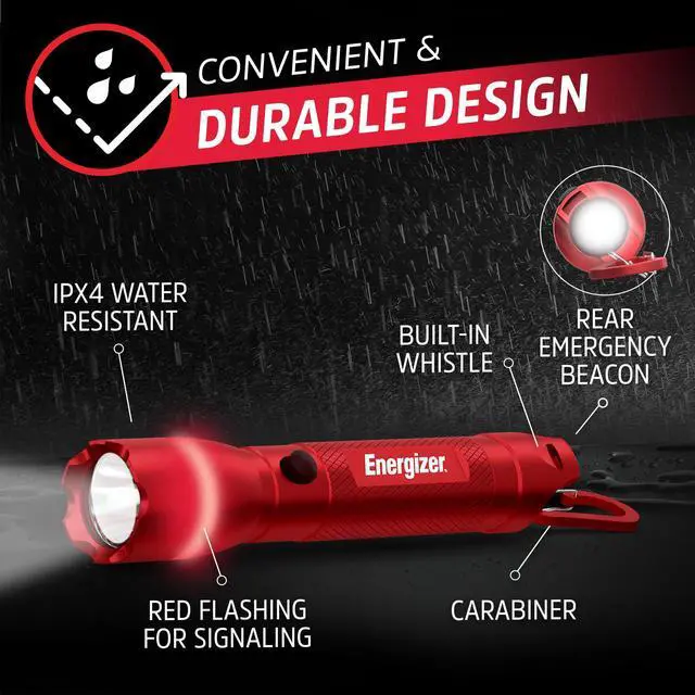Alt view image 9 of 12 - R-300 LED Flashlight Emergency Safety Light, Bright IPX4 Water Resistant Flash Light, Durable Emergency Light for Hurricane Preparedness, Batteries Included