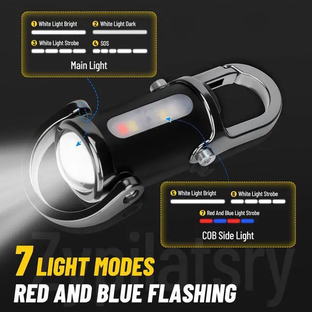 Alt view image 9 of 14 - 1200LM Super Bright Mini Led Flashlights USB Rechargeable Small Waterproof Keychain Flashlight Rescue, Camping-Black