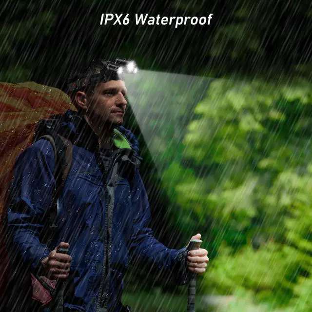 Alt view image 12 of 14 - LED Headlamp, Super Bright Rechargeable Headlight Flashlight - 3 Lights 5 Modes,Zoomable,Spotlight&Floodlight Combination, IPX6 Waterproof, 20+Hrs Runtime for Running,Hiking,Camping etc.