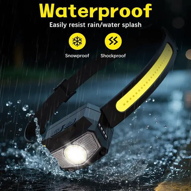 Alt view image 13 of 14 - Headlamp Rechargeable 3Pack, 230°Wide Beam COB & 60° Super Birght LED Head Lamp with White Red Light, 7Mode Head Lights for Forehead with Motion Sensor, Headlamps for Adults Camping Running Hiking