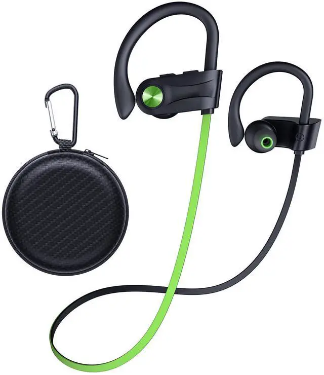 Alt view image 8 of 13 - Bluetooth Headphones, Wireless Earbuds IPX7 Waterproof Bluetooth 5.3 Headphones with 16Hrs Playtime Stereo Bass Headsets with Mic Running Headsets with Earhooks for Sports Running Workout