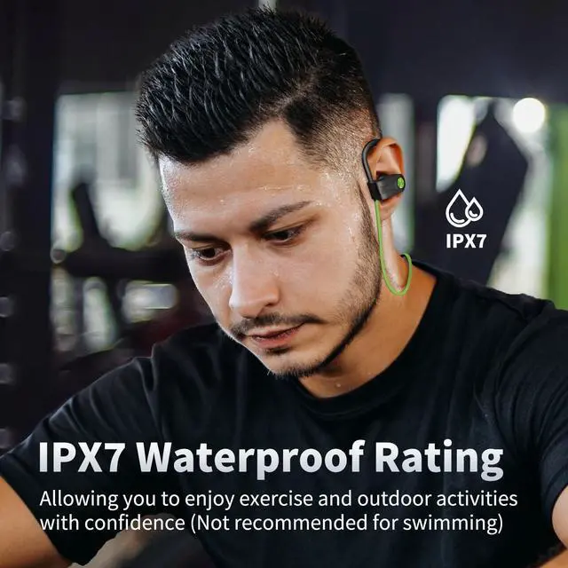 Alt view image 11 of 13 - Bluetooth Headphones, Wireless Earbuds IPX7 Waterproof Bluetooth 5.3 Headphones with 16Hrs Playtime Stereo Bass Headsets with Mic Running Headsets with Earhooks for Sports Running Workout