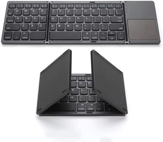 Alt view image 6 of 10 - Foldable Bluetooth Keyboard,Wireless Portable Keyboard with touchpad,Rechargeable Pocket-Size Folding Travel Keyboard for iOS,Android,Windows Devices-Space Gray