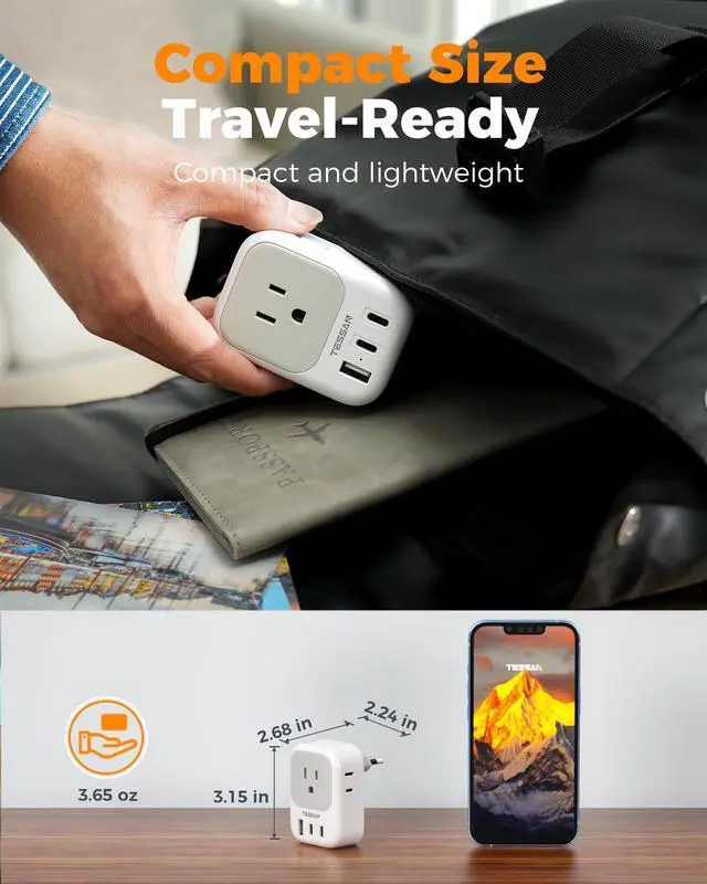Alt view image 8 of 8 - Italy Travel Plug Adapter, Type L Adapter for Travel with 4 Outlets 3 USB (2 USB-C), Power Adaptor for US to Italy Chile Rome Uruguay Milan Libya