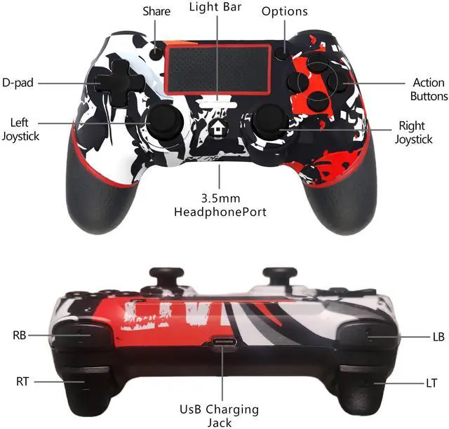 Alt view image 11 of 14 - Wireless Controller for Ps4 Romote Compatible with Ps4/Slim/Pro/Windows PC, Controller for Ps4 with 3.5mm Audio Jack, Touch Pad,Six Axis Motion Control, Charging Cable (Flame White)