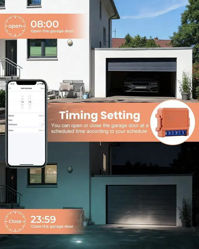 Alt view image 12 of 14 - Smart Garage Door Opener Fit for Most Standard Garage Door Openers, Space-Saving WiFi Hub with Alexa & Google Home Control, Real-Time Door Alerts