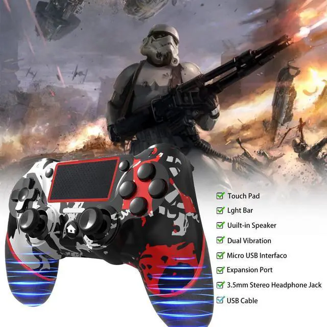 Alt view image 14 of 14 - Wireless Controller for Ps4 Romote Compatible with Ps4/Slim/Pro/Windows PC, Controller for Ps4 with 3.5mm Audio Jack, Touch Pad,Six Axis Motion Control, Charging Cable (Flame White)