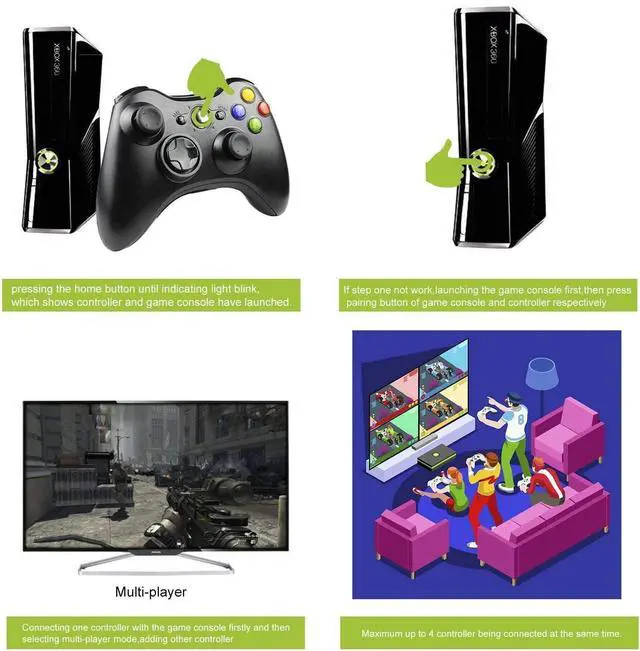 Alt view image 14 of 14 - Wireless Controller for Xbox 360, Xbox 360 Joystick Wireless Game Controller for Xbox 360 & Slim Console and PC Windows XP/7/8/10(Black)