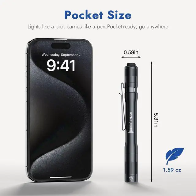 Alt view image 10 of 14 - PL01 Pen Light, 650 Lumens Pocket EDC Flashlight Rechargeable, Bright LED Pen Flashlight, IP68 Handheld Flash Lights, Compatible 2 AAA Battery for Home, Outdoor, Emergencies, Inspection