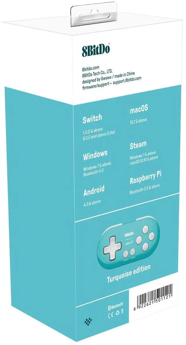 Alt view image 9 of 14 - 8Bitdo Zero 2 Bluetooth Key Chain Sized Mini Controller for Nintendo Switch, Windows, Android and macOS (Turquoise Edition)