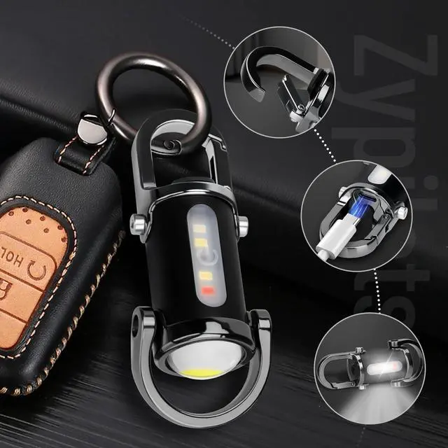 Alt view image 14 of 14 - 1200LM Super Bright Mini Led Flashlights USB Rechargeable Small Waterproof Keychain Flashlight Rescue, Camping-Black