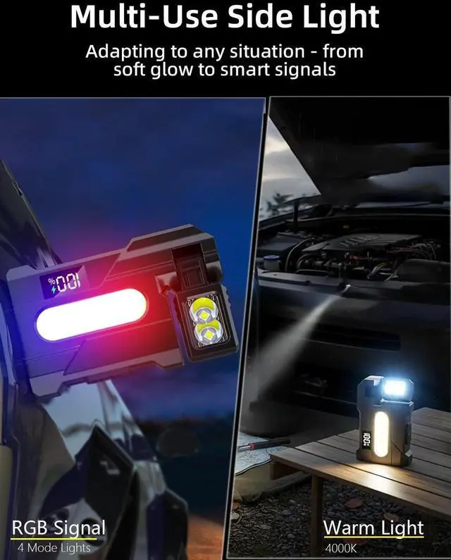 Alt view image 13 of 14 - 2026 Rechargeable EDC Flashlight with Rotable Lamp Head, 500 Lumens Super Bright Mini Flashlight, 1500mAh Portable Flat Pocket Flashlights, Magnetic Keychain Flashlight for Outdoor Home Emergencies