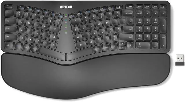 Alt view image 8 of 14 - Split Ergonomic Keyboard with Cushioned Wrist and Palm Rest, 2.4G USB Wireless Comfortable Natural Ergonomic Split Keyboard, for Windows Computer Desktop Laptop