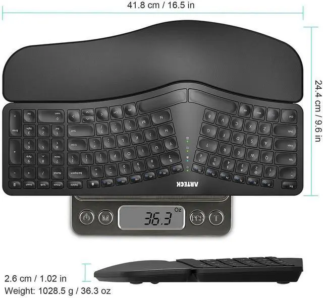 Alt view image 12 of 14 - Split Ergonomic Keyboard with Cushioned Wrist and Palm Rest, 2.4G USB Wireless Comfortable Natural Ergonomic Split Keyboard, for Windows Computer Desktop Laptop