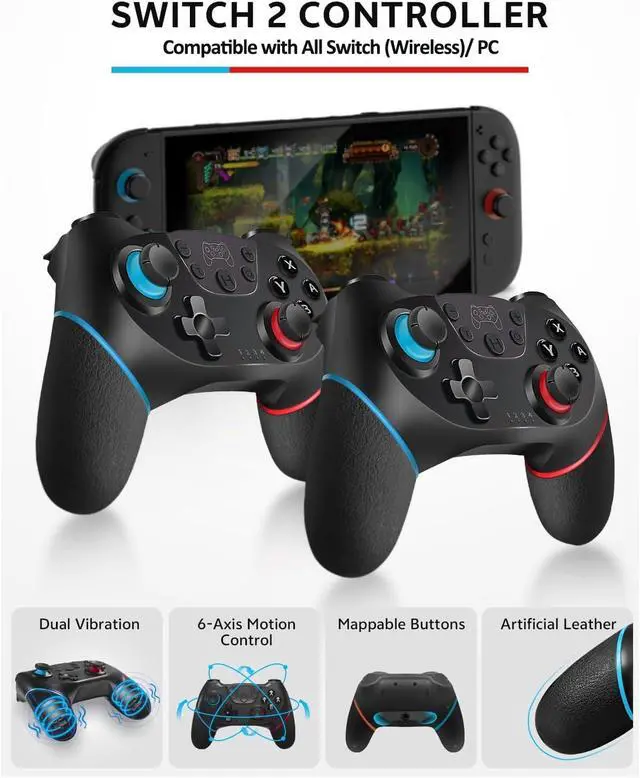 Alt view image 10 of 14 - Pro Controllers Accessories Bundle for Nintendo Switch 2 18-in-1: Carrying Case, Screen Protector, Thumb Grip for Joycon, Dockable Console Protective Cover Shell, Steering Wheel, 2025 Switch2 Game Kit