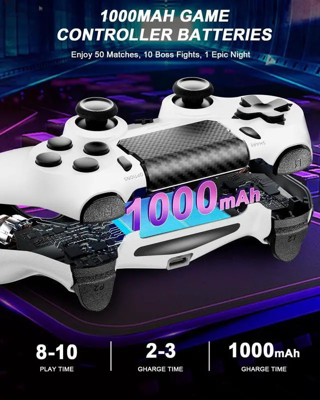 Alt view image 11 of 14 - Wireless Controller for PS-4, Dual Vibration Game Joystick/Motion Sensing/Touchpad/Speaker/3.5mm Audio Jack Headphone, Upgraded Six-Axis Sensor, Compatible with PS4/Slim/Pro Console/PC (white)