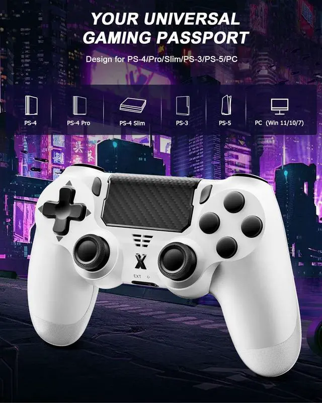 Alt view image 12 of 14 - Wireless Controller for PS-4, Dual Vibration Game Joystick/Motion Sensing/Touchpad/Speaker/3.5mm Audio Jack Headphone, Upgraded Six-Axis Sensor, Compatible with PS4/Slim/Pro Console/PC (white)