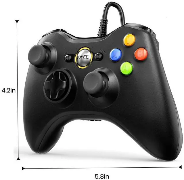 Alt view image 9 of 14 - PC Controller, Wired Controller Compatible with Microsoft Xbox 360 & Slim/PC Windows 10/8/7, with Upgraded Joystick, Double Shock | Enhanced (Black)