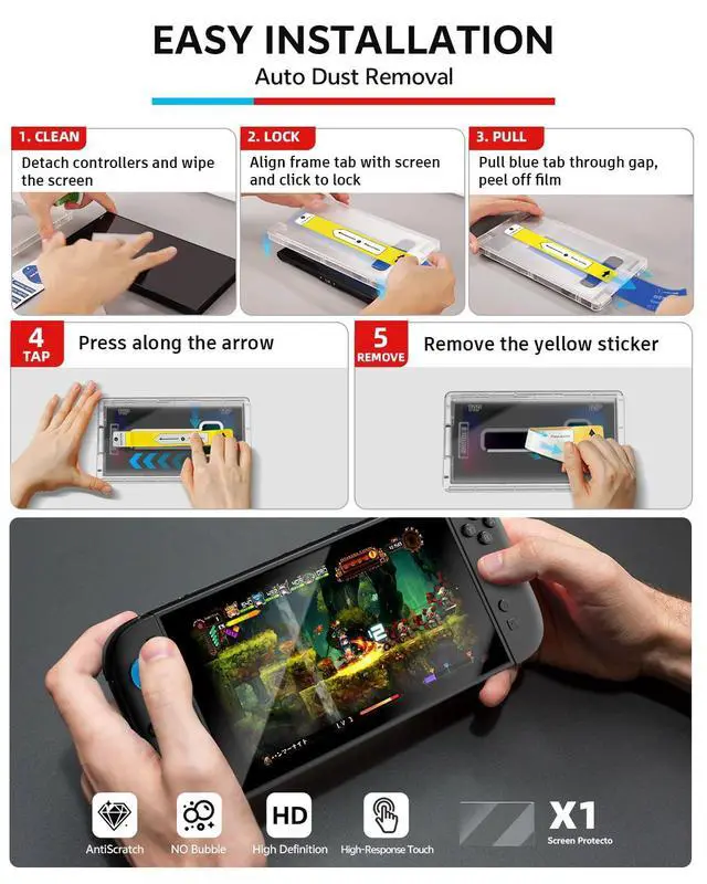 Alt view image 13 of 14 - Pro Controllers Accessories Bundle for Nintendo Switch 2 18-in-1: Carrying Case, Screen Protector, Thumb Grip for Joycon, Dockable Console Protective Cover Shell, Steering Wheel, 2025 Switch2 Game Kit