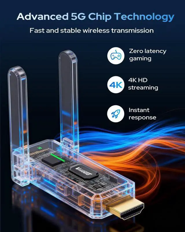 Alt view image 3 of 7 - 2026 Wireless Transmitter and Receiver, 492FT Long Range Extender, Low Latency & Stable Connection, Streams Video Wirelessly from Netflix, Laptop, TV Box, Camera to Multiple Screens & TVs