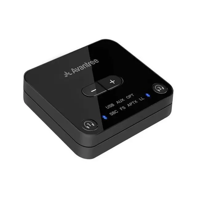Alt view image 4 of 7 - Plus Bluetooth Audio Transmitter for TVs with Optical & AUX, Supports 2 Headphones, aptX-Adaptive Low Latency, Built-in Volume Control, 100ft Range