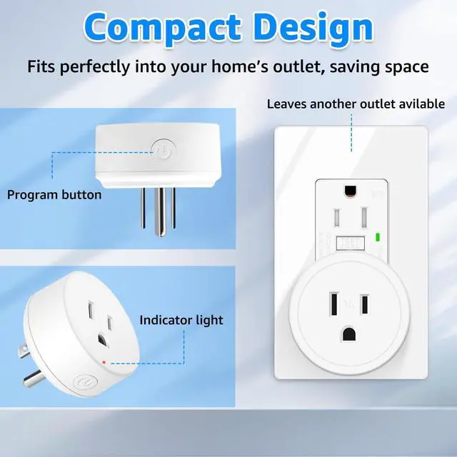 Alt view image 6 of 7 - WiFi Smart Outlet Plug with Remote,4 Electric Smart Plug with Remote,Compatible with Alexa and Google Home via Tuya,15A/1500WRemote Control from Anywhere,TUV FCC List(2.4G)