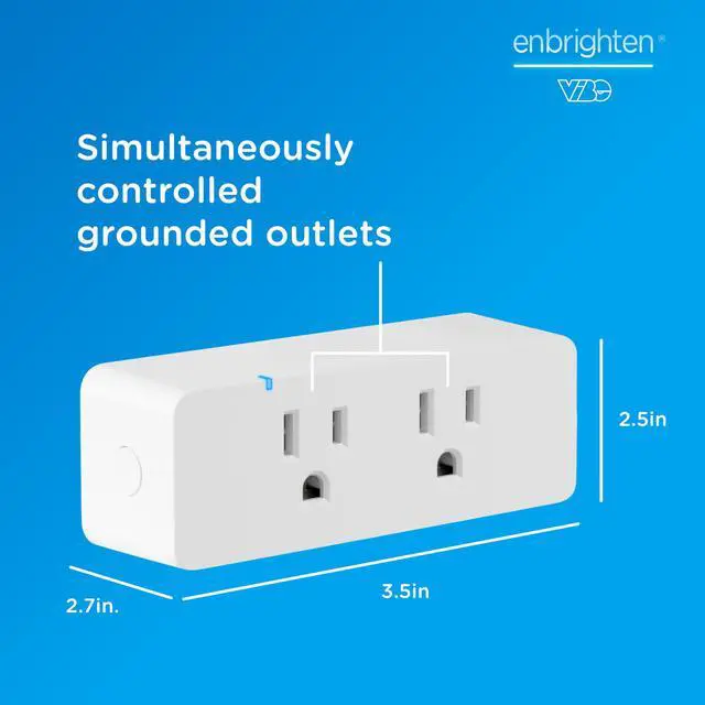 Alt view image 5 of 5 - Vibe Indoor Dual-Outlet WiFi Matter Smart Plug, 2.4GHz, No Hub Required, Compatible with Alexa and Google Assistant, Dual Grounded Plugin Outlets, 81198-TS1