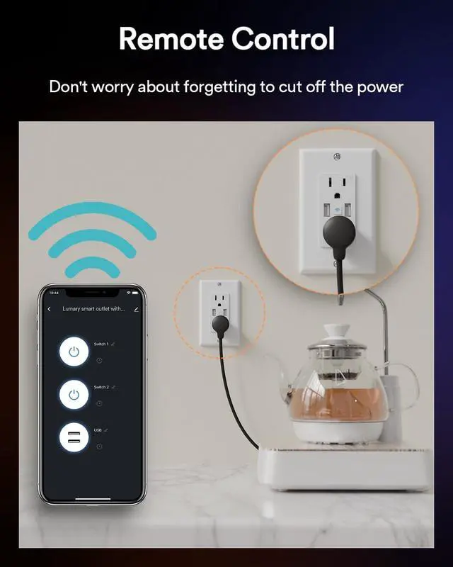 Alt view image 3 of 6 - Smart Outlet, 2 USB Ports & 2 Plugs, 15 Amp WiFi USB Outlet Works with Alexa Google Home, ETL FCC Certified, Timer, Tamper-Resistant, 4Pack