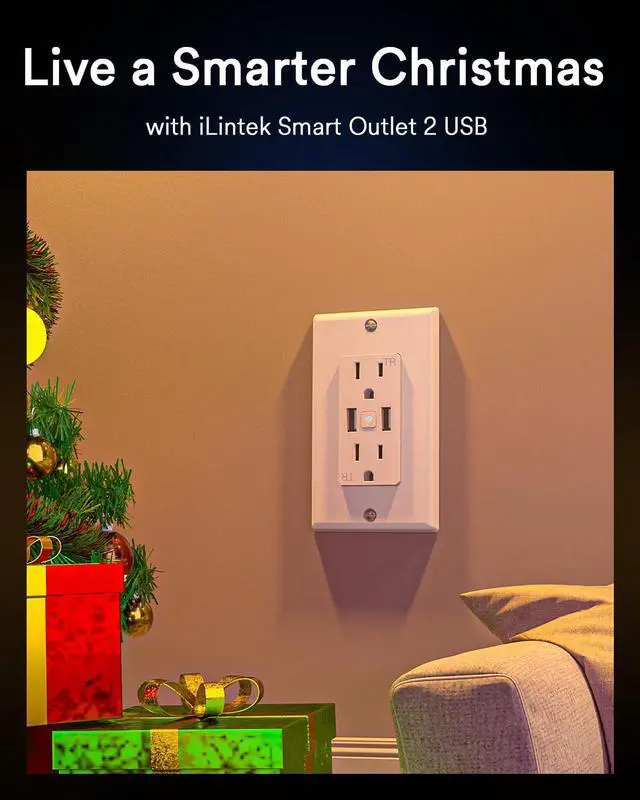 Alt view image 5 of 6 - Smart Outlet, 2 USB Ports & 2 Plugs, 15 Amp WiFi USB Outlet Works with Alexa Google Home, ETL FCC Certified, Timer, Tamper-Resistant, 4Pack