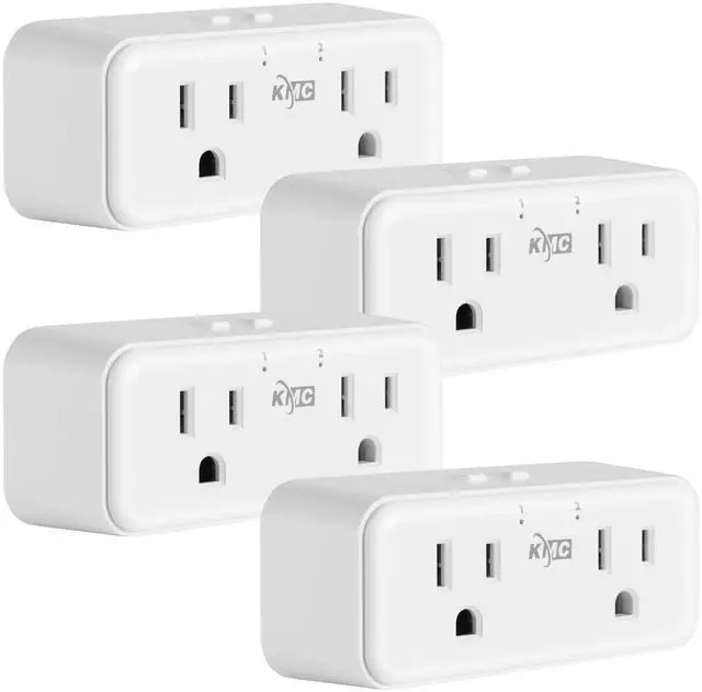 Main image of Smart Plug Duo 4-Pack, 2-Outlet Wall Plug Extender, Smart Outlet Splitter for Smart Home, Compatible with Google & Alexa, No Hub Required, WiFi Outlet, White