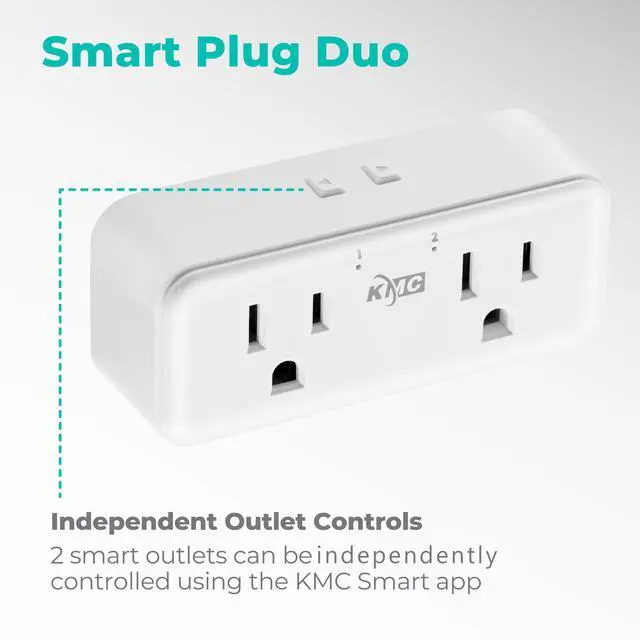Alt view image 2 of 7 - Smart Plug Duo 4-Pack, 2-Outlet Wall Plug Extender, Smart Outlet Splitter for Smart Home, Compatible with Google & Alexa, No Hub Required, WiFi Outlet, White