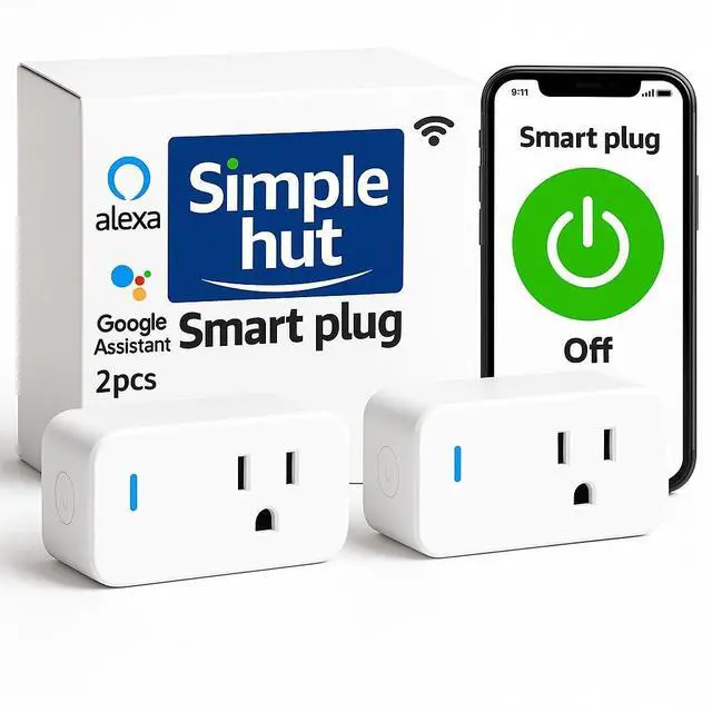 Main image of Compact Smart Plug, Works with Alexa & Google Assistant, Smart Life App & Voice Control, Energy Monitoring, Timer Scheduling, No Hub Required, App Remote Control, 2.4 GHz WiFi Outlet, 2-Pack