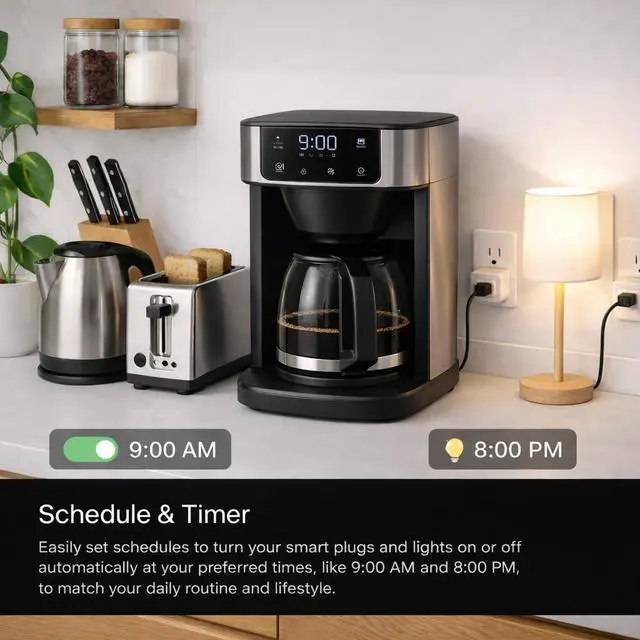 Alt view image 5 of 7 - Compact Smart Plug, Works with Alexa & Google Assistant, Smart Life App & Voice Control, Energy Monitoring, Timer Scheduling, No Hub Required, App Remote Control, 2.4 GHz WiFi Outlet, 2-Pack