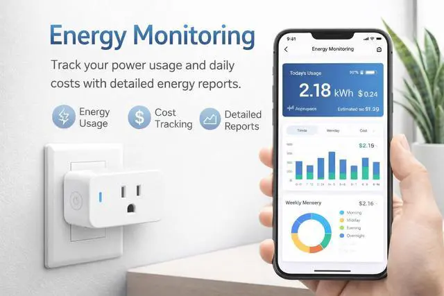 Alt view image 6 of 7 - Compact Smart Plug, Works with Alexa & Google Assistant, Smart Life App & Voice Control, Energy Monitoring, Timer Scheduling, No Hub Required, App Remote Control, 2.4 GHz WiFi Outlet, 2-Pack
