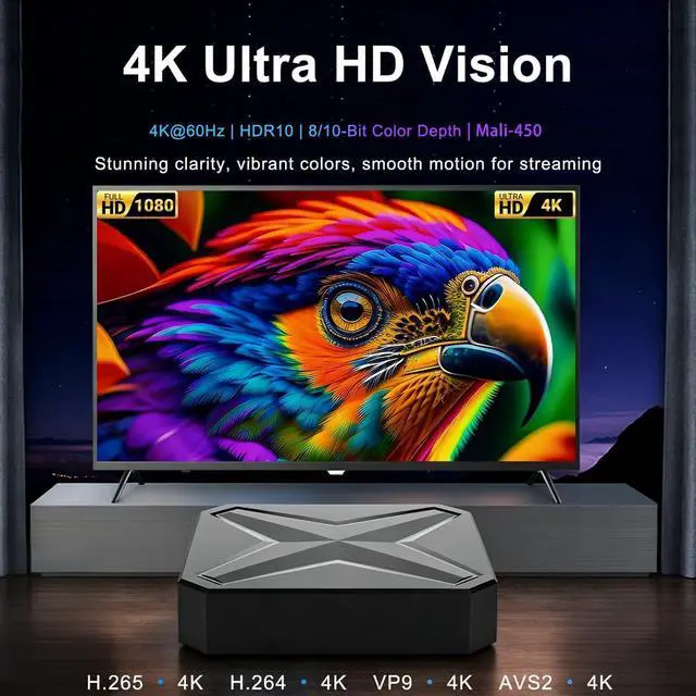 Alt view image 3 of 7 - Android 14.0 TV Box 2026, 2GB RAM + 16GB ROM,4K Ultra HD Streaming Device, Smart TV Box with Voice Control, 2.4G & 5G WiFi 6, BT 5.4, USB 3.0, 100M Ethernet, RK3518 Quad-core A53