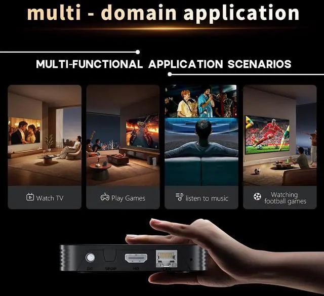 Alt view image 2 of 7 - Android Box 14.0,2GB RAM 16GB ROM Quad-Core 64bit Cortex-A53 CPU, 10/100M Ethernet, 8K Support 2.4G/5.0GHz Dual WiFi BT 5.0 USB 2.0 3.0