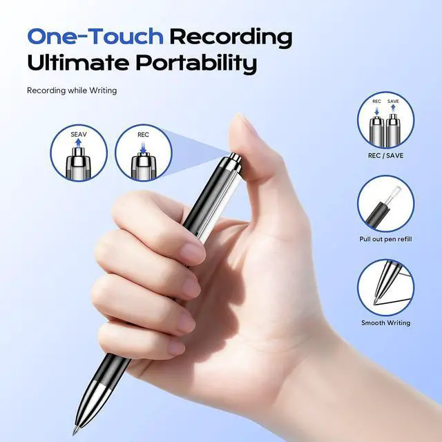 Alt view image 4 of 7 - 64GB Voice Activated Recorder Device - Digital Voice Recorder with AI Noise Reduction, Portable Recording Device for Meetings, Interviews, Lectures, Work