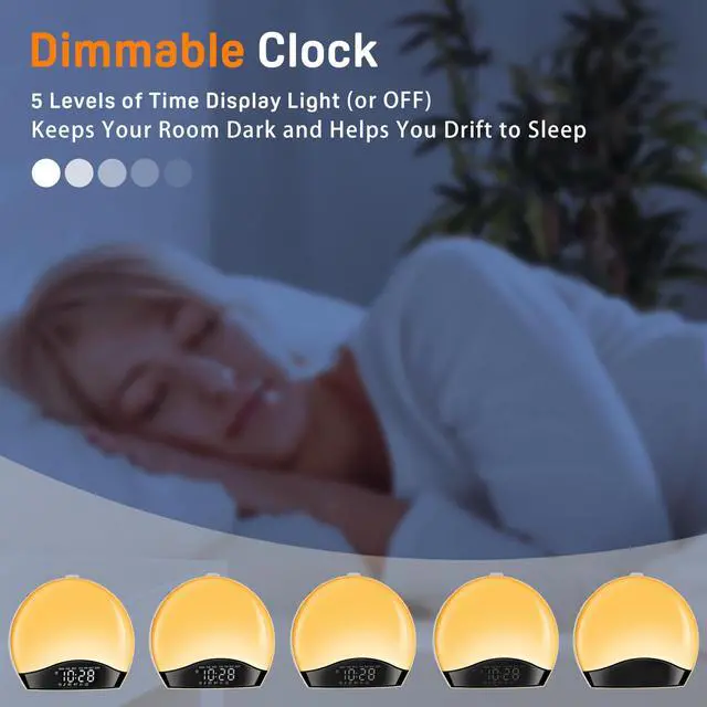 Alt view image 7 of 7 - Sunrise Alarm Clock for Bedrooms with White Noise Sound Machine, Wake Up Light Alarm Clocks for Heavy Sleepers & Kids, Dual Alarms, Nightlight, Sleep Timer, Bluetooth Speaker