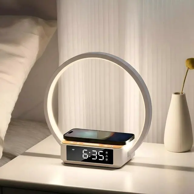 Main image of Wireless Charging Station with Alarm Clock,Bedside Lamp with Sunrise Wake-Up Light,Wireless Phone Charger,Touch Table Lamp with 3 Brightness Levels,Idea Gifts for Women,Men,Teens,Adults