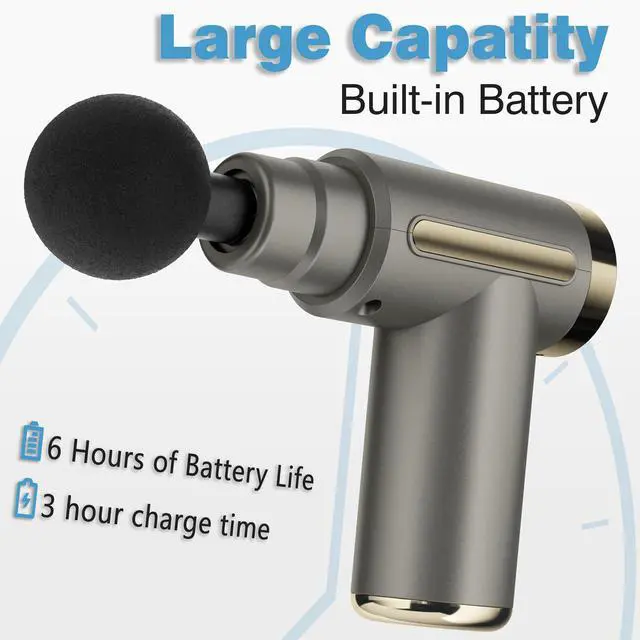 Alt view image 4 of 7 - Massage Gun Deep Tissue for Pain Relief with 4 Massage Heads & 6 Speeds, Electric Mini Handheld Body Massager for Any Pain Relief, Best Gifts for Men and Mom