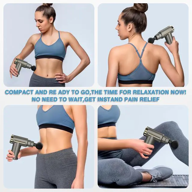 Alt view image 7 of 7 - Massage Gun Deep Tissue for Pain Relief with 4 Massage Heads & 6 Speeds, Electric Mini Handheld Body Massager for Any Pain Relief, Best Gifts for Men and Mom