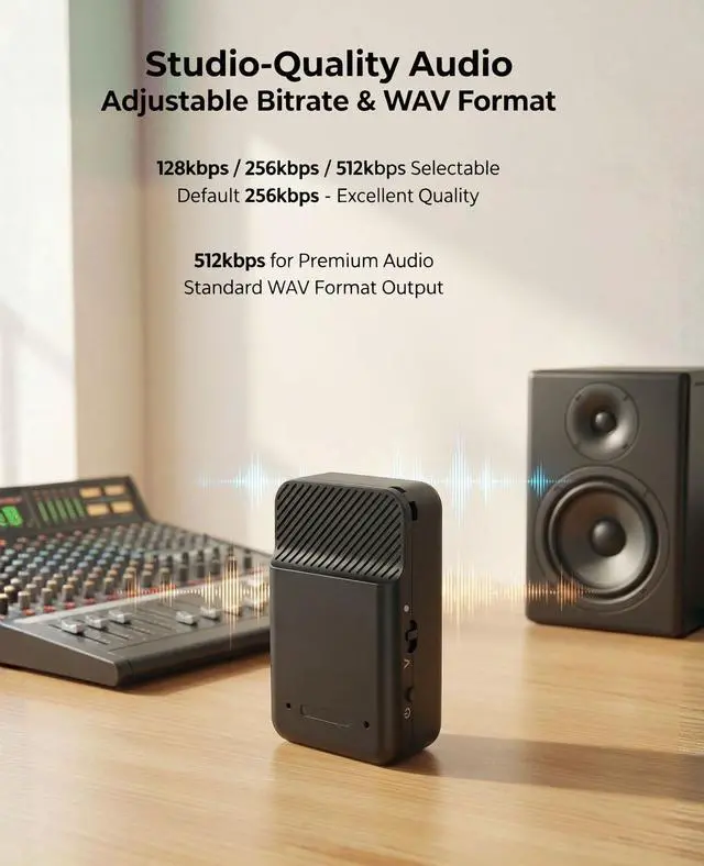 Alt view image 6 of 7 - 64GB Thumb-Sized Voice Recorder - Mini & Hidden Recording Device, 600mAh Battery (30 Days Standby), Voice Activated Recorder with Noise Reduction for Meetings, Lectures, Interviews